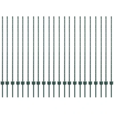 Image of vidaXL Fence Posts 22 pcs U Channel Green 180 cm Steel