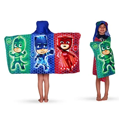 Image of Franco Kids Bath and Beach Soft Cotton Terry Hooded Towel Wrap, 24 x 50, PJ Masks