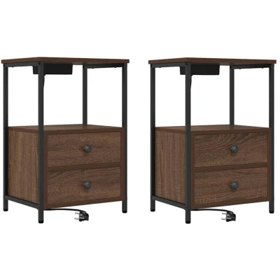 Image of vidaXL with Drawer Storage 2 pcs Brown oak Engineered Wood