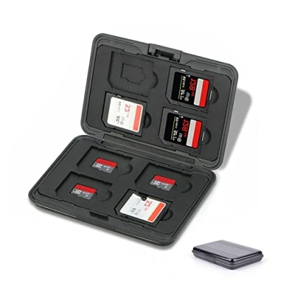 Image of Jaimela 16 Slots Memory Card Case, for 8 Micro SD SDXC SDHC + SDHC, Waterproof Shock Resistant (Black)