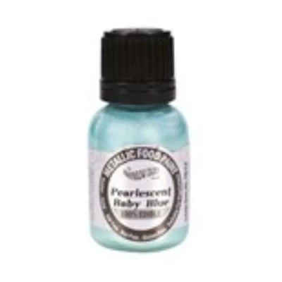 Image of Ready to use Metallic Pearlescent Baby Blue 100% Edible Food Paint for Cake and Icing Decoration
