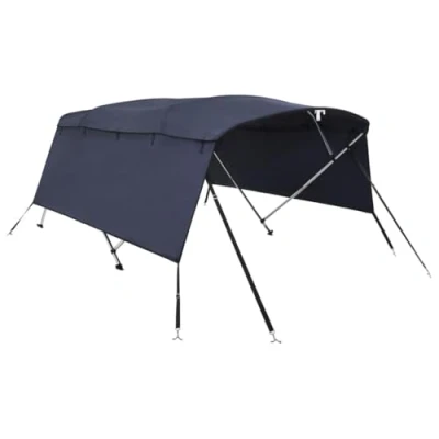Image of vidaXL 4 Bow Bimini Boat Top Canopy with Sidewalls Blue 600D Polyester, UV Proof/Water Resistant, Aluminium Frame, 243x244x137cm