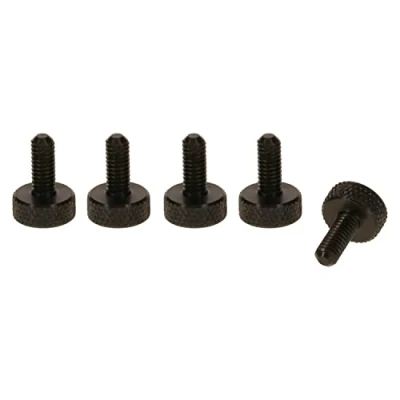 Image of PrecisionGeek M6 x 10mm Flat Knurled Thumb Screws (Set of 5) Black Aluminium