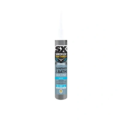 Image of Siroflex SX Premium Grade Bath and Sanitary Silicone, Flexible, Anti Fungal Acetoxy Curing Forming a Water Tight Sealant. Size 310ml, Colour White