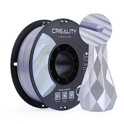 Image of Creality PLA 3D Printer Filament, 1.75mm Silk Shiny +/ 0.02mm, Printing Filament 1KG/2.2lb, Silvery
