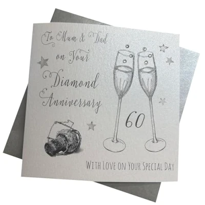 Image of WHITE COTTON CARDS To My Mum &amp; Dad On Your Diamond Handmade 60th Anniversary Card, WA60M