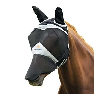 Image of Shires Fine Mesh Fly Mask With Ears &amp; Nose Black Pony