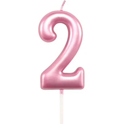 Image of SHATCHI SHATHI Number Pink 2 Candle Birthday edding Anniversary New Year Party Cake Decorations Topper Girls