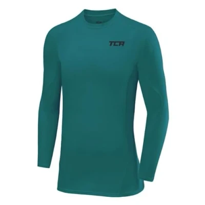 Image of TCA Boys&#039; SuperThermal Compression Base Layer Football Running Top Long Sleeve Thermal Under Shirt Cadmium Green, 12 14 Years