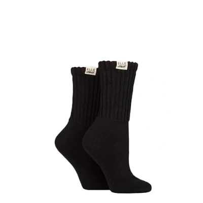 Image of Elle Ladies Slouch Sports Socks Smooth toe seams, Half cushioned foot, Ribbed legs, Arch support, Soft Bamboo Material 2 Pair Multipack Size 4 8 Black