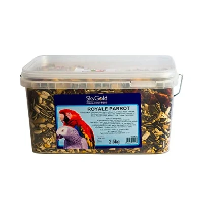 Image of SkyGold Royale Parrot Seed 5l Tub Mix for African Greys, Parakeets, Cockatiels, Balanced &amp; Healthy Cage Aviary Bird Food with Peanuts
