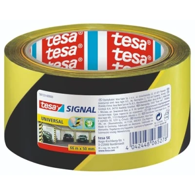 Image of tesa Signal Adhesive Hazard Warning Tape 66 m x 50 mm Yellow/Black