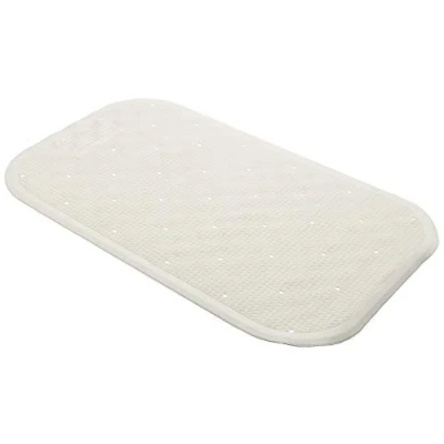Image of Homecraft Bath Mat, Small 22.25x13.75in, Slip Resistant Rubber with Suction Cups, Safe Bathing and Self Care, White, Mat