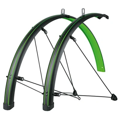 Image of SKS Bluemels Stingray Mudguard Set: Matt Black/Lime Green, 45mm/28&quot;
