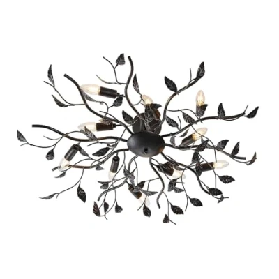 Image of Lindby ceiling lamp Yos, 10 bulb, 95cm, black copper metal
