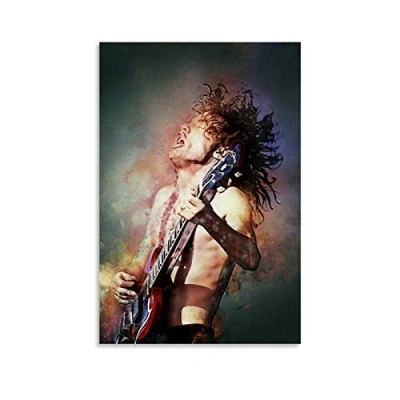 Image of 80s Guitarist New Angus Young Canvas Art Poster and Wall Picture Print Modern Family bedroom Decor Posters 24x36inch(60x90cm)