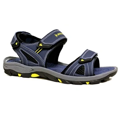 Image of DUNLOP Men&#039;s Sports Beach Trekking Walking Hiking Touch Close Strap Sandals Sizes 7 12 (Navy Yellow, UK Footwear Size System, Adult, Men, Numeric, Medium, 10)