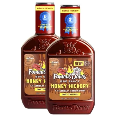 Image of Famous Dave&#039;s Honey Hickory BBQ Sauce, 20 Ounce Pack of 2, Smoky and Sweet for Chicken, Pork, Fish, Vegetables, Mild