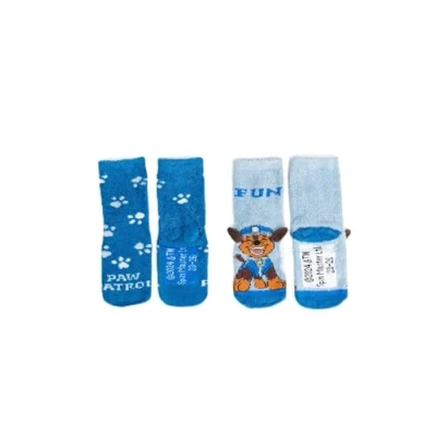 Image of United Labels Paw Patrol 3D ABS Cuddly Socks for Boys Fluffy Children&#039;s Winter Stopper Non Slip Warm Blue (Pack of 2), blue, 23 26