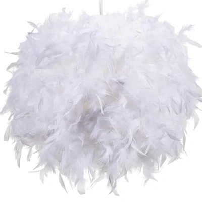 Image of 40cm White Feather Light Shade, Lamp Shade for Pendant Ceiling Light, Table Lamp, Floor Fluffy Lampshade Living Room, Bedroom by Klass Home Collection