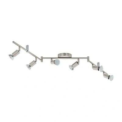Image of EGLO Buzz Matt Nickel, Wall, Ceiling Light 6 Bulb GU10, LED Swivelling, Living Lamp 6X 3W, Steel