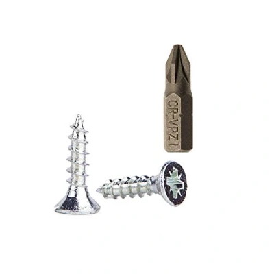 Image of (Pack of 100 pcs) Zinc Plated Steel Wood Screws 3.5 x 15 mm, Pozi Drive Head Screws, Fasteners, Countersunk, Chipboard (100)
