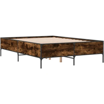 Image of vidaXL Bed Frame without Mattress Smoked Oak 160x200 cm