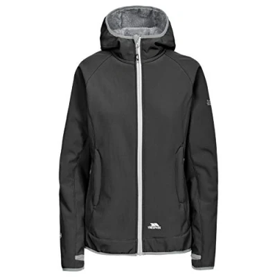 Image of Trespass Imani, Black, XXS, Waterproof Softshell Jacket with Thumb Holes for Women, XX Small / 2X 2XS, Black