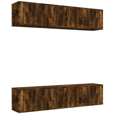 Image of vidaXL 6 Piece TV Cabinet Set Smoked Oak Engineered Wood