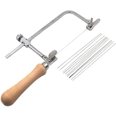 Image of Coping Saw Frame and 5 Replacement Blades Set (Woodworking, Wood Board, Plastic, Metal Cutting Blade)