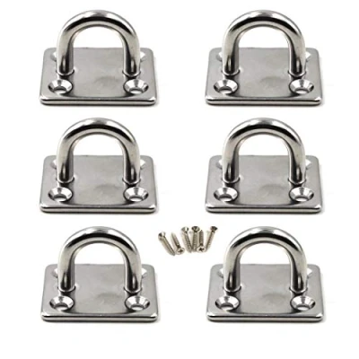 Image of M5 Ceiling Hook Pad Eye Plate 304 Stainless Steel Wall Mount Heavy Duty for Hanging (Pack of 6,Screws Included)