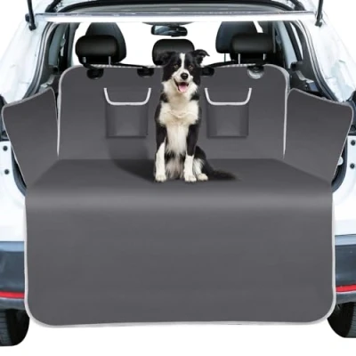 Image of Nobleza Car Boot Protector for Dogs, Nonslip Waterproof Liners with Side &amp; Bumper Protection, Universal Dog Seat Cargo Cover Cars, Truck and SUV, Grey