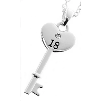 Image of Equilibrium Silver Plated Key Pendant 18th Birthday Necklace (54410)