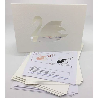 Image of Iris Folding Card Pack SWAN C5 Size Makes 4 Cards DeeCraft