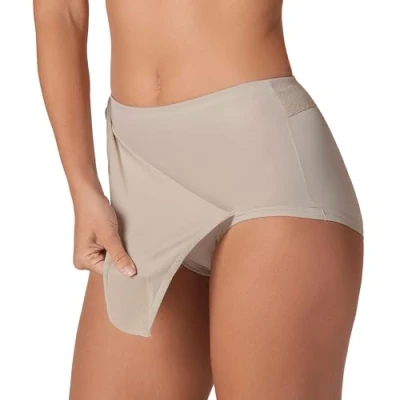 Image of Postpartum Panty with Adjustable Belly Wrap Leonisa Panties, Brown, S