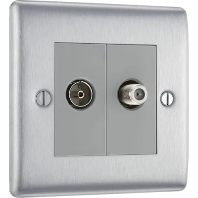 Image of BG Electrical Double Co Axial and TV/FM Socket