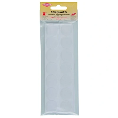 Image of Kleiber 25 mm Wide Hook and Loop Coins Self Adhesive, White