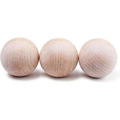 Image of ACE Hockey Swedish Stickhandling Balls Wooden for Unfinished Hardwood No Bounce Floorball Training Equipment Street 2 Inch Diameter 3 Pack
