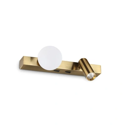 Image of Ping Pong Reading Wall Light Brass 3000K