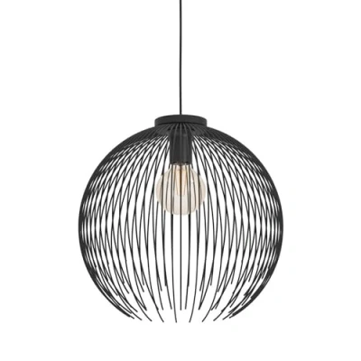 Image of Eglo Pendant Lighting Venezuela, Hanging lamp Above Dining Table, Round Room Ceiling Light Fixture, Black Metal, E27 Socket, Ø 40 cm