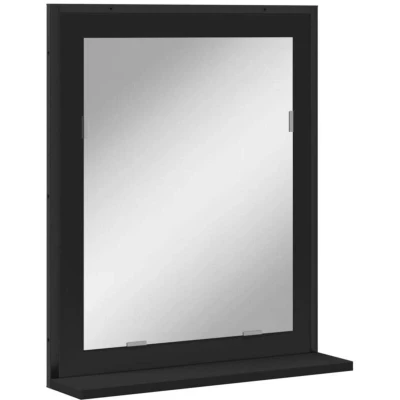 Image of vidaXL Bathroom Mirror with Shelf Black 50x12x60 cm Engineered Wood