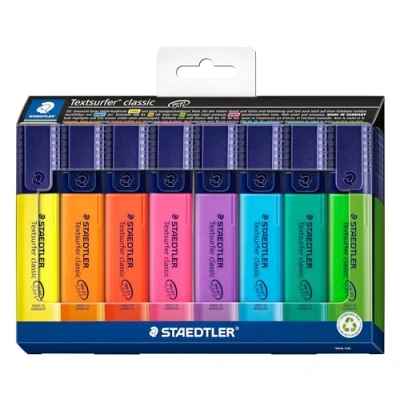 Image of STAEDTLER 364 C8 Textsurfer Classic Highlighter Assorted Colours (Card Pack of 8)