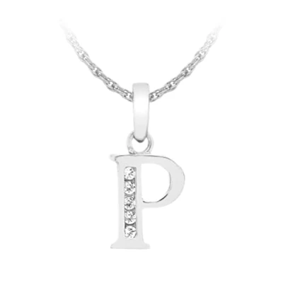 Image of Carissima Gold Women&#039;s 9 ct White Cubic Zirconia Initial P Pendant on 0.8 mm Prince of Wales Chain Necklace Length 46 cm/18 Inch