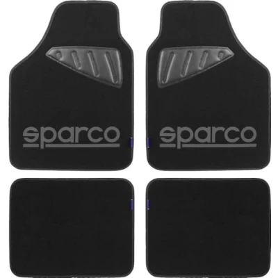 Image of Sparco DO SPC1902 Set 4 Pieces Universal With Scuff Left/Right Logo Grey Black Carpet