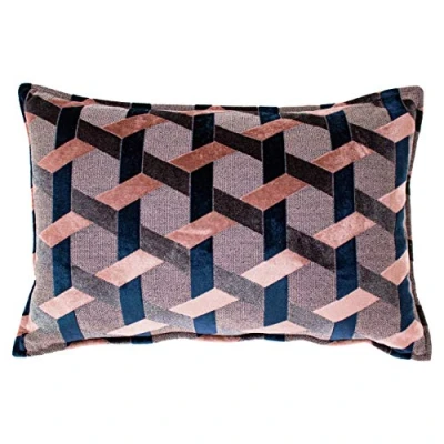 Image of Paoletti Delano Polyester Filled Cushion, Blush/Navy, 40 x 60cm