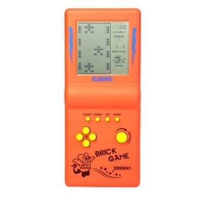 Image of HLF 3.5 inch Large Screen Retro Brick game console for the 80s/90s Building Block Racing/Tank Built in 23 Classic Games Nostalgic Puzzle Children&#039;s (Orange)