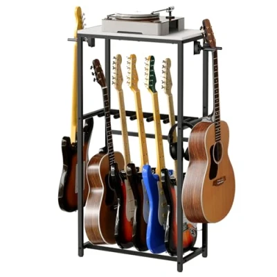 Image of MAHANCRIS Guitar Stand, Rack for Acoustic Holder, Electric Guitar, Bass, Multiple Holder Guitars, Amp Accessories, Home Music Studio, White and Black AGSHW6501