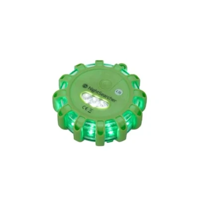 Image of NightSearcher 3AAA Single LED Hazard Warning Light in Green, 25 Hrs Runtime, Magnetic Back, Crush and Waterproof