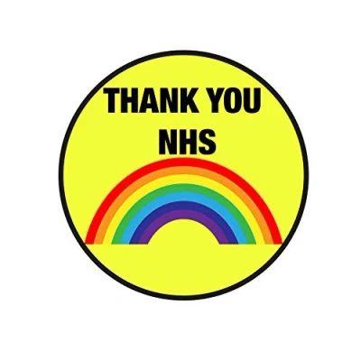 Image of Thank you NHS Rainbow Sticker. Removable, Anti Slip, Self Adhesive Interior/Exterior Sign for Car, Door, Wall, Floor Heavy Duty 250mmx 250mm (yellow)