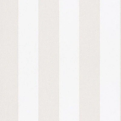 Image of WALLCOVER Beige Non Woven Wallpaper Stripes Country House White Lines Modern Block Stripe Fine Structure 10.05 x 0.53 m Made in Germany
